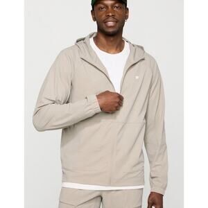 Fabletics The One Jacket Men’s Large Beige Brutalist Khaki Windbreaker Running